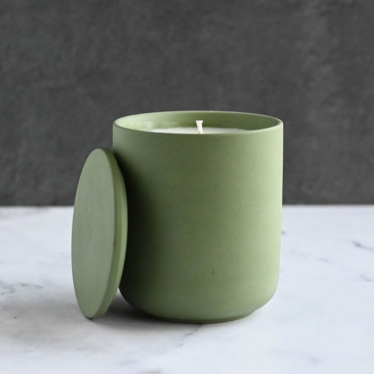 12.7 oz Olive Green Jar Store Ceramic Candle Jar with Lid