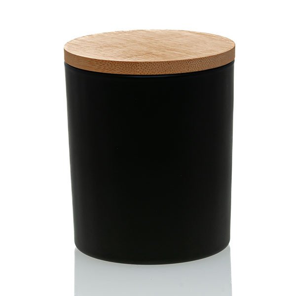Matte Black Colored Candle Jar 14.5 oz with Bamboo Lid 12 Pack Jar Store