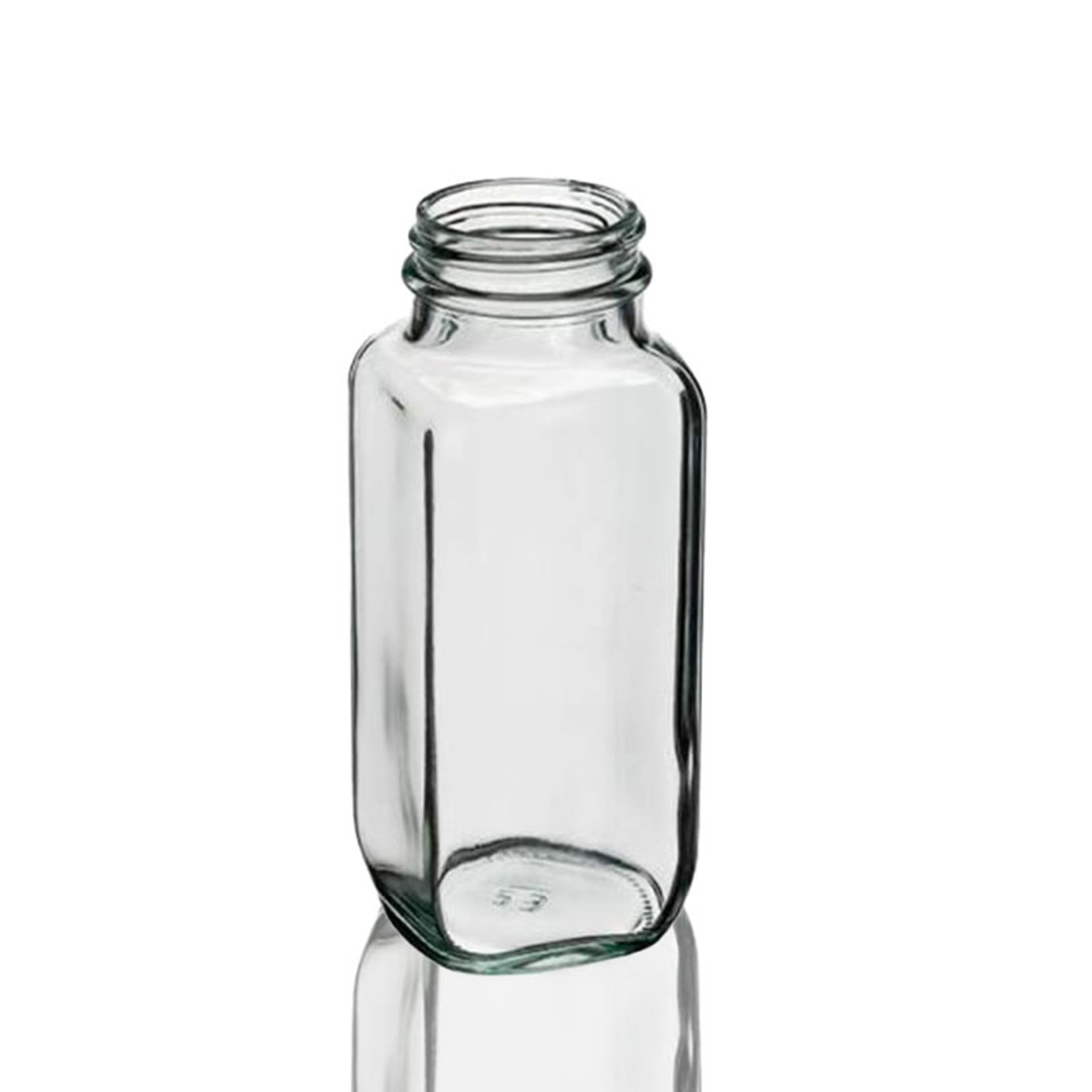 16oz (480ml) Flint (Clear) Glass French Square Bottle - 48-405 Neck