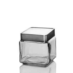 520ml Square Glass Jar with Bamboo Lid - Oikos