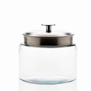 Anchor Clear Glass Cracker Jar with Brushed Aluminum Lid, 1 gal