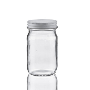 16oz Premium Glass Jars w/ Child Resistant Lids - White Lids (40 Qty)