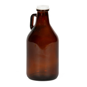 32 oz amber growler with white cap 32 oz amber growler with white cap