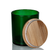frosted green candle jar with bamboo lid