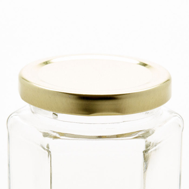 90 X Small Glass Mason Jar With Black Lids 95ml Mini Hexagon Glass