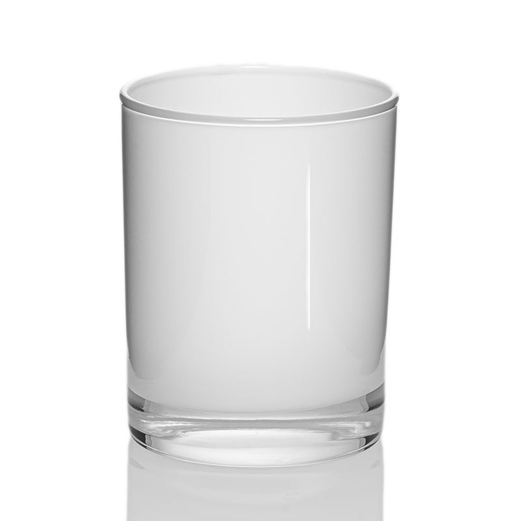 glossy white candle jar
