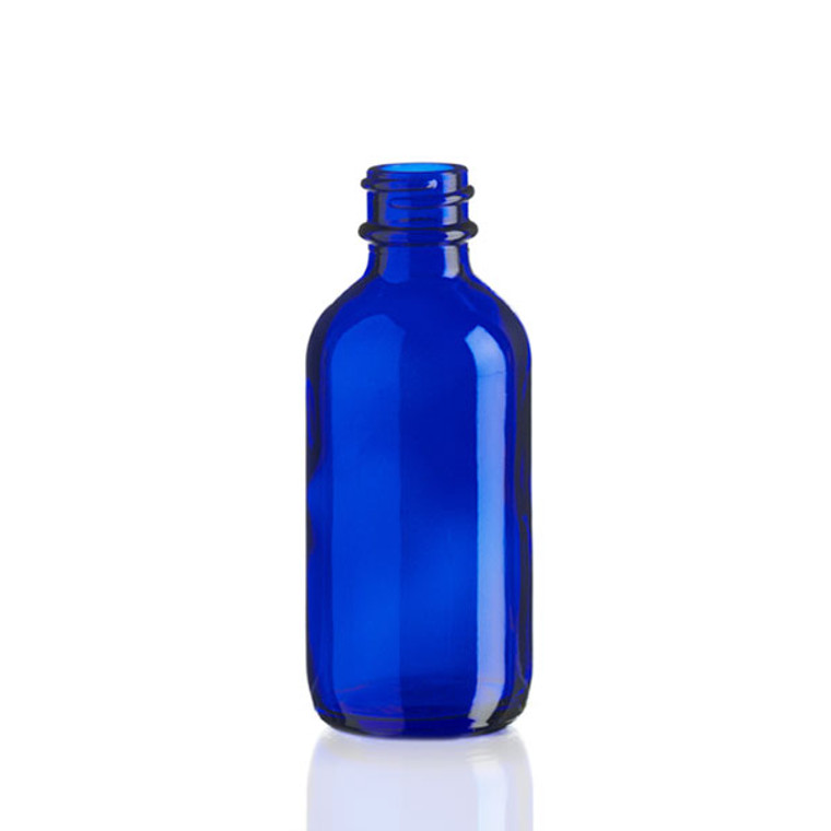 2 oz blue boston round bottle