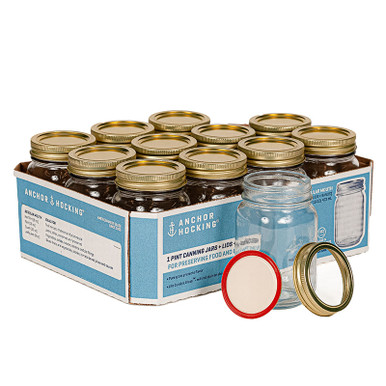 16 oz Anchor Canning Jar with 2 Piece Lid | 12 Pack