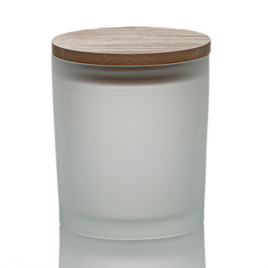 Frosted White Colored Candle Jar 14.5 oz with Bamboo Lid | 12 Pack