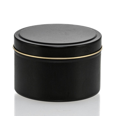 8 oz. Deep Round Tin with Lid - 12 pcs. - Matte Black