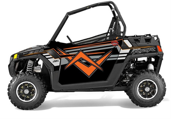 Polaris RZR 800 Gloss Black Orange Madness Slimline Two Door Graphics Kit by Trail Armor