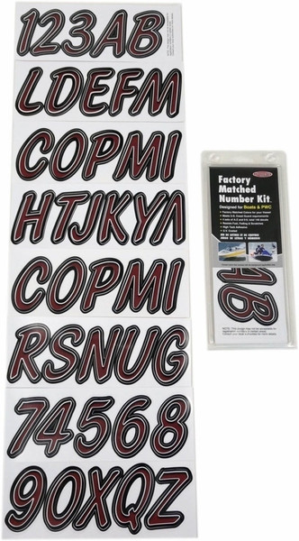 Boat Lettering Black/Burgandy 3 Registration Kit by Hardline Products