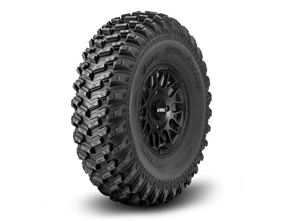Polaris RZR Pro R/4 Pro R/Turbo R/4 Turbo R Standard XT Warrior Tires 32x10x15 on 15x10 Hellfire Satin Black Wheels 5/4.5 Pattern by Assault Industries by SuperATV