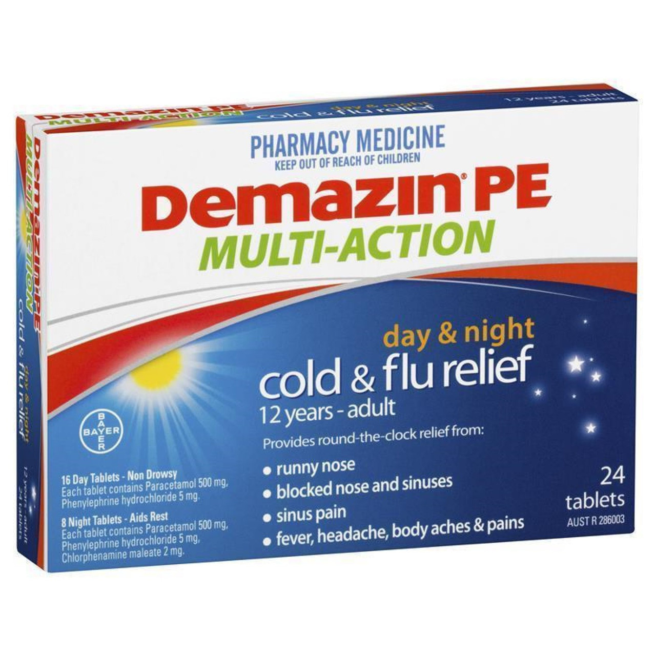 Demazin Pe Multi Action Day And Night Cold And Flu 24 Tablets 0208