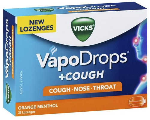 Vicks VapoDrops + Cough Orange Menthol 36 Lozenges