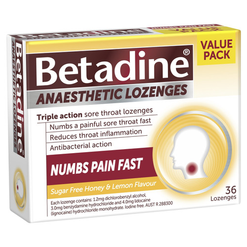 Betadine Anaesthetic Lozenges Lemon & Honey 36 Pack