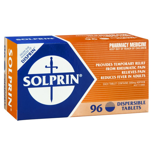 Solprin Pain and Fever Relief 300mg Aspirin 96 Tablets