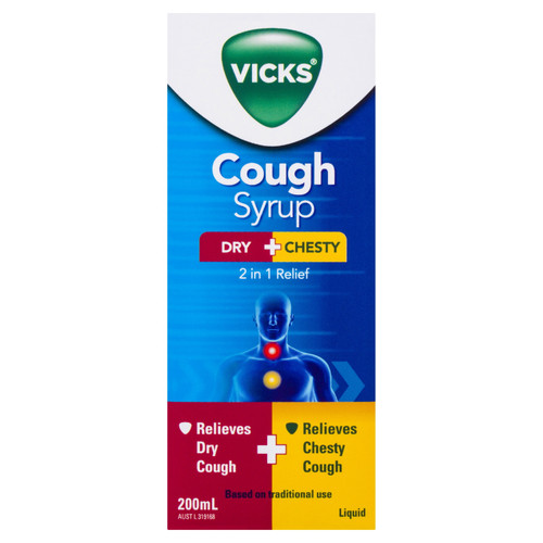 Vicks Cough Syrup Dry + Chesty 200ml
