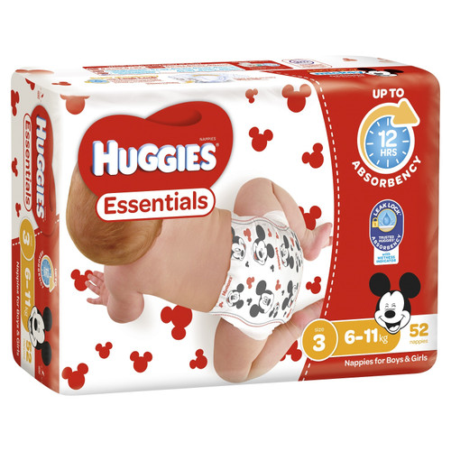 Huggies Essentials Nappies Crawler 6-11kg 52 Pack