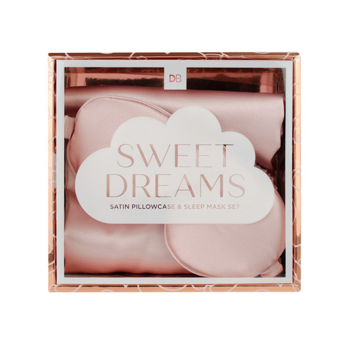 Designer Brands Pillow Case & Sleep Mask Blush Pink