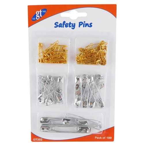 Good Things Safety Pins 6 Assorted Sizes 100 Pack