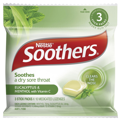 Nestle Soothers Eucalyptus & Menthol 3 Stick Multi Pack 30 Lozenge