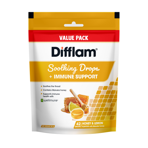 Difflam Soothing Drops And Immune Support Honey & Lemon 42