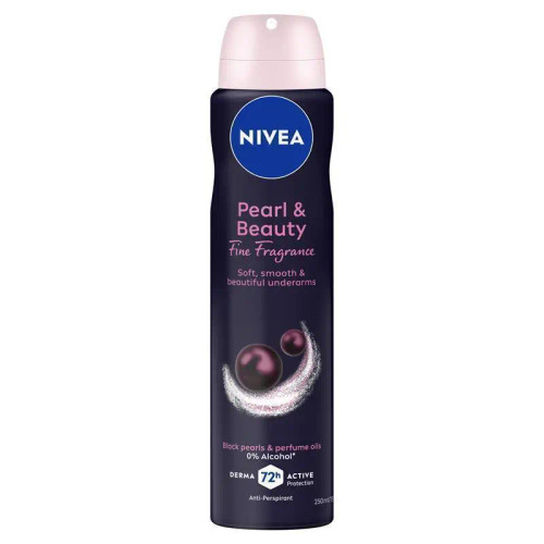 NIVEA Pearl And Beauty Fine Fragrance Black Pearls Aerosol Deodorant 72H Protection 250ml