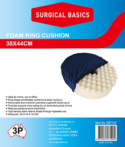 3P Surgical Basics Foam Ring Cushion With Cover 38X44Cm