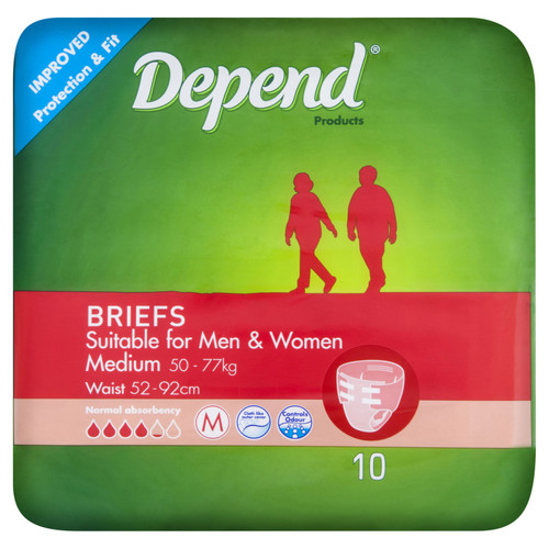 Depend Fitted Brief Medium 10 Pack