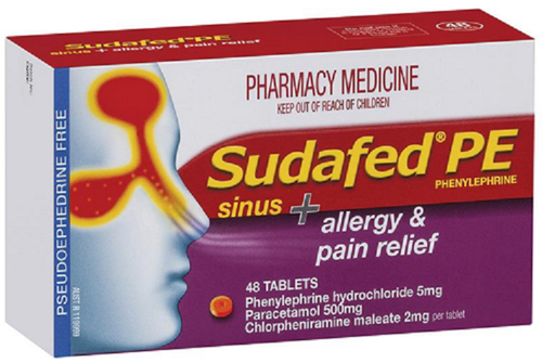 Sudafed PE Sinus Allergy & Pain Relief 48 Tablets