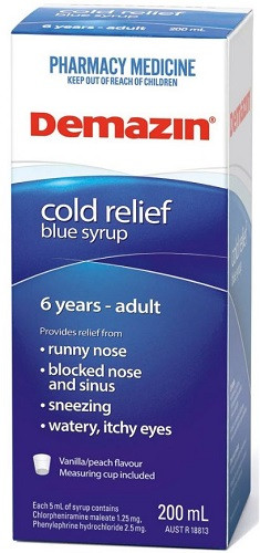 Demazin Cold Relief Blue Syrup 200mL