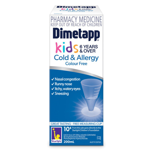 Dimetapp Kids Cold & Allergy Colour Free 6+ Years 200ml