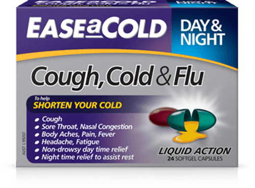 Ease A Cold Cough, Cold & Flu Day & Night 24 Liquid Capsules