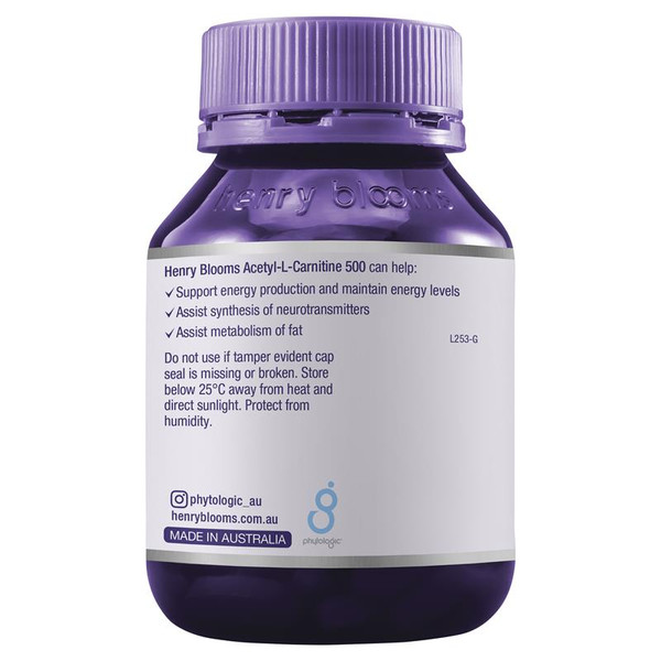 blooms l carnitine Blooms Acetyl-L-Carnitine 500mg 60 Capsules main image 1