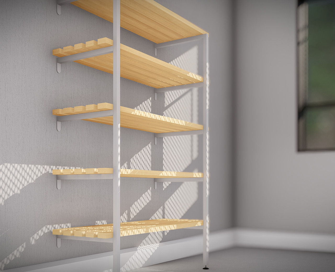 5 Tier Slatted Wall and Floor Fixed Shelving System (1000 Long) | BOYCO