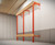 Coat hanger and bag tray unit with shelf-over in red finish, featuring multiple hooks, a bag tray for bags, and a top shelf for added storage.