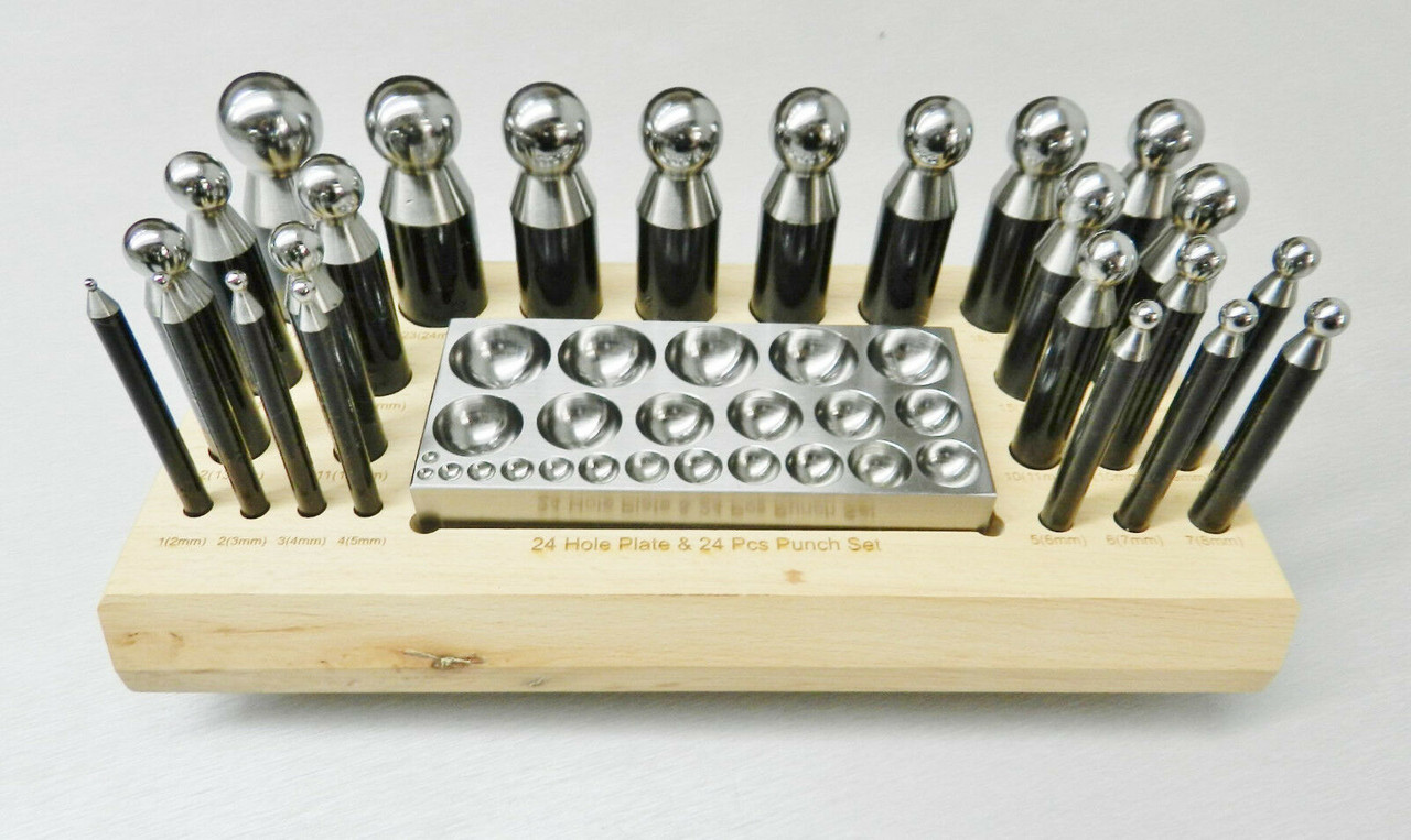Dapping Block & Punches 24pcs Set Steel Forming for Jewelry Repousse