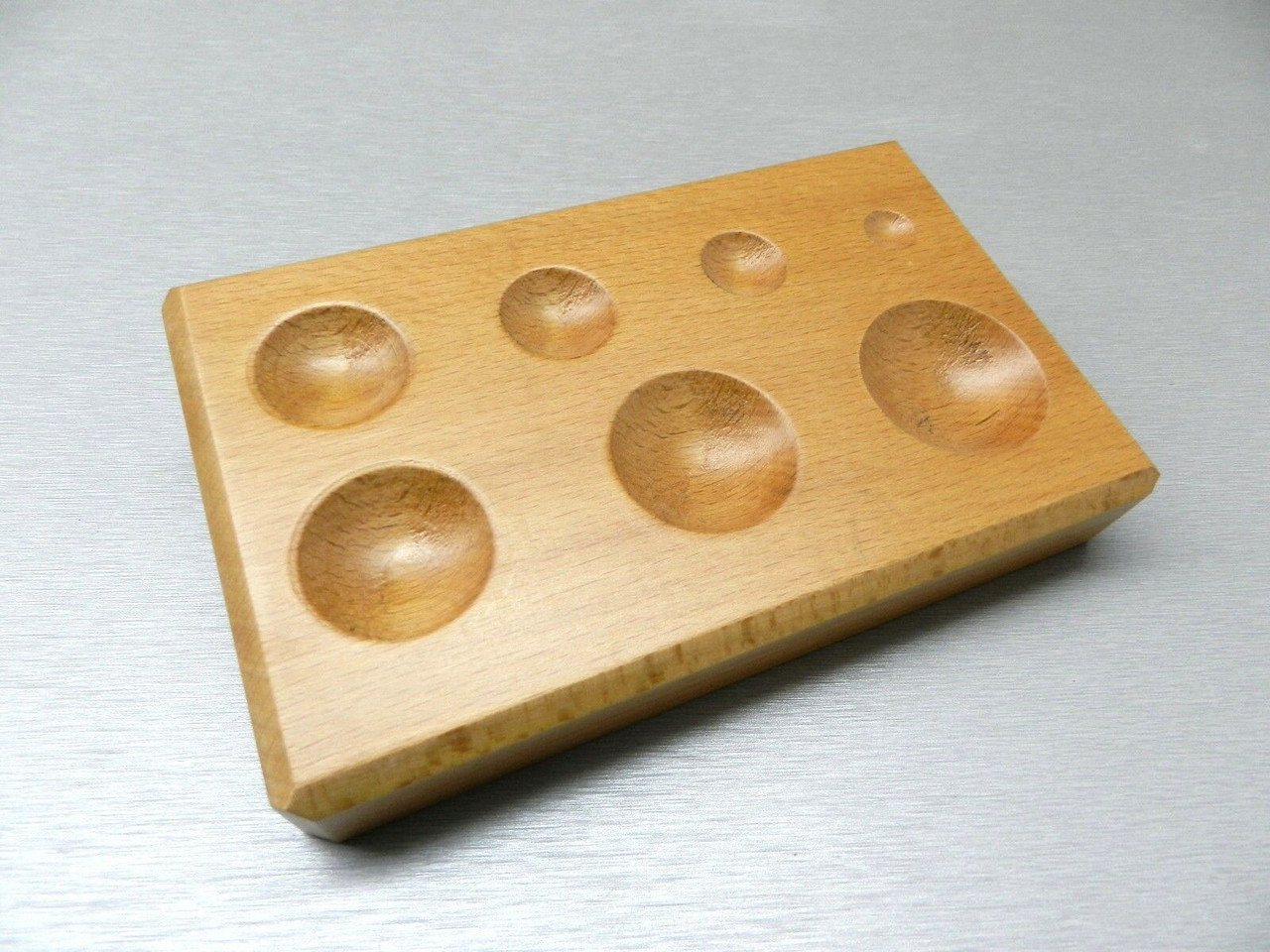 Wood Dapping Block Wooden Metal Forming Round Shape Jewelry Doming Tool 7 Sizes