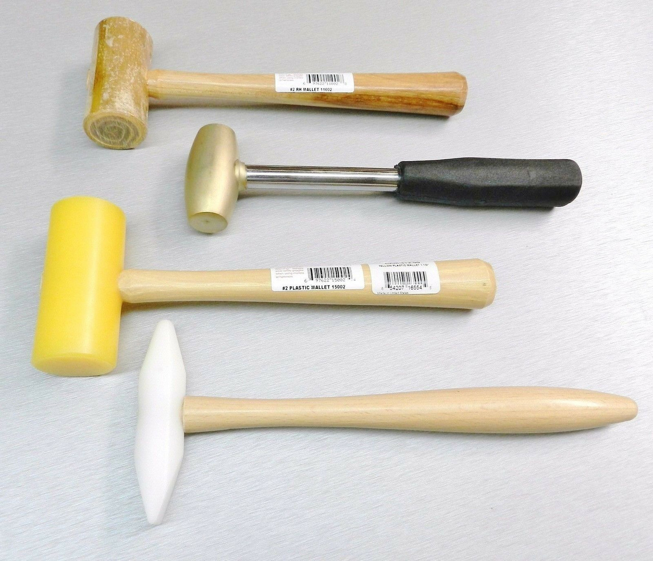 Hammers & Mallets Non Marring Forming Metals Set 4 - Nylon Plastic Rawhide Brass