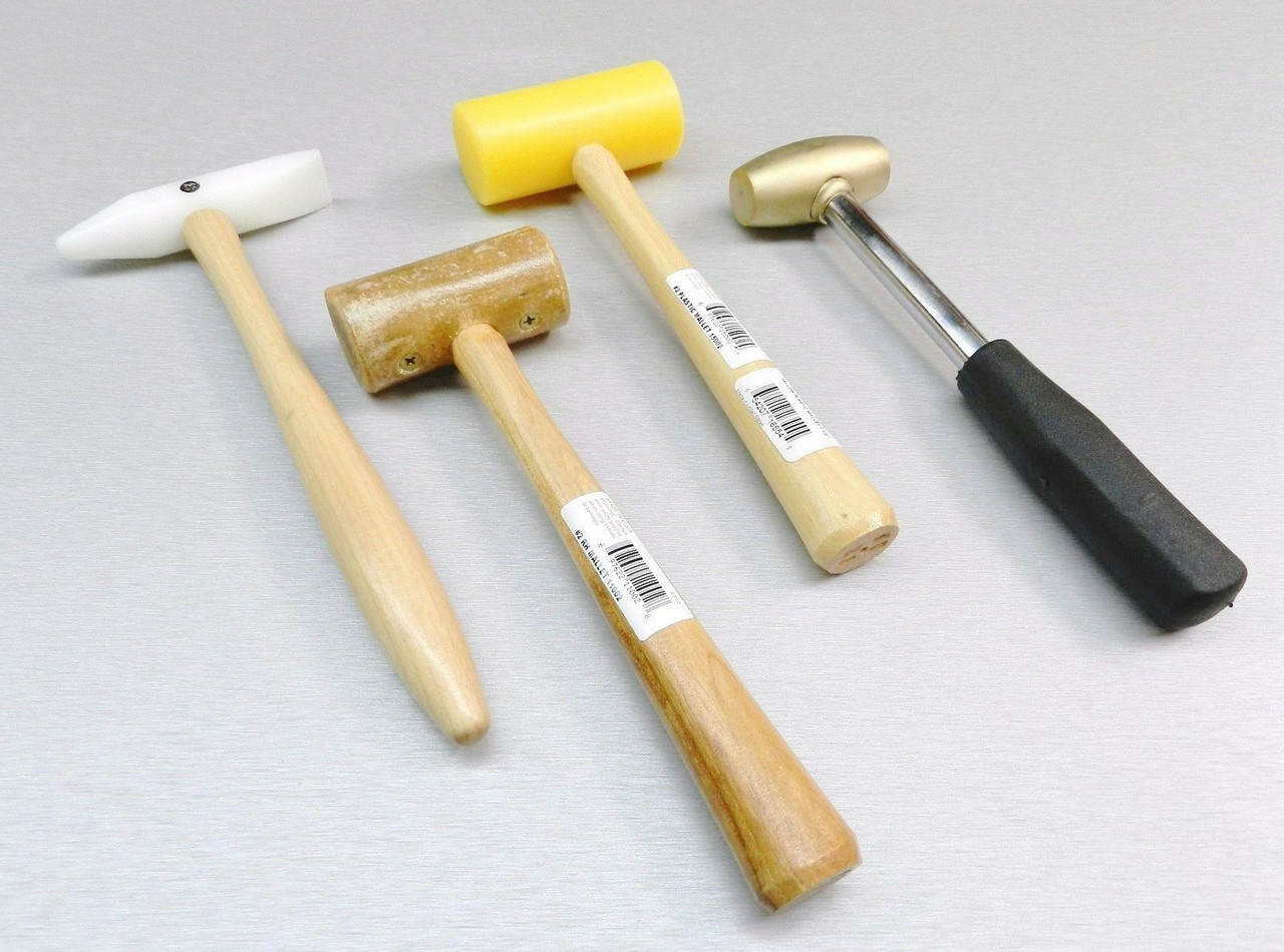 Hammers & Mallets Non Marring Forming Metals Set 4 - Nylon Plastic Rawhide Brass
