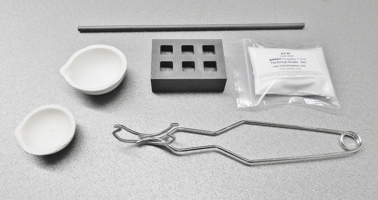 5-Piece Torch Melting Kit – Graphite Crucible, Tong, Rod, And Ingot Mold For Gold & Silver