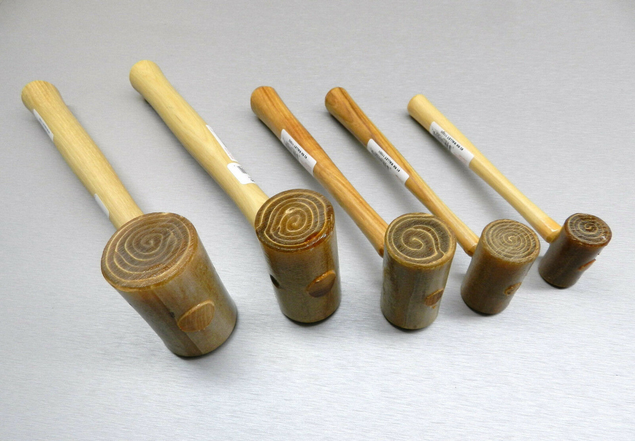 5 Rawhide Mallets Jewelry Wood Leather Metalsmith & Crafts Work Set Garland USA