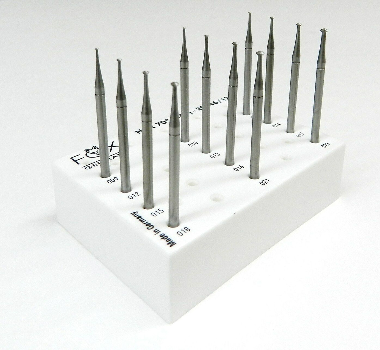 FOX Hart Burs 70° Fig 446 Set - 12pc Vanadium Steel Jewelers Burs For Stone Setting
