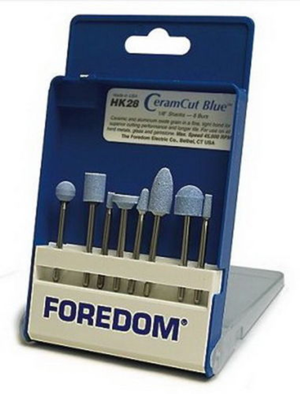 Foredom AKHK28 Ceram Cut Blue Stone Assortment, 1/8″ Shank, 8pc