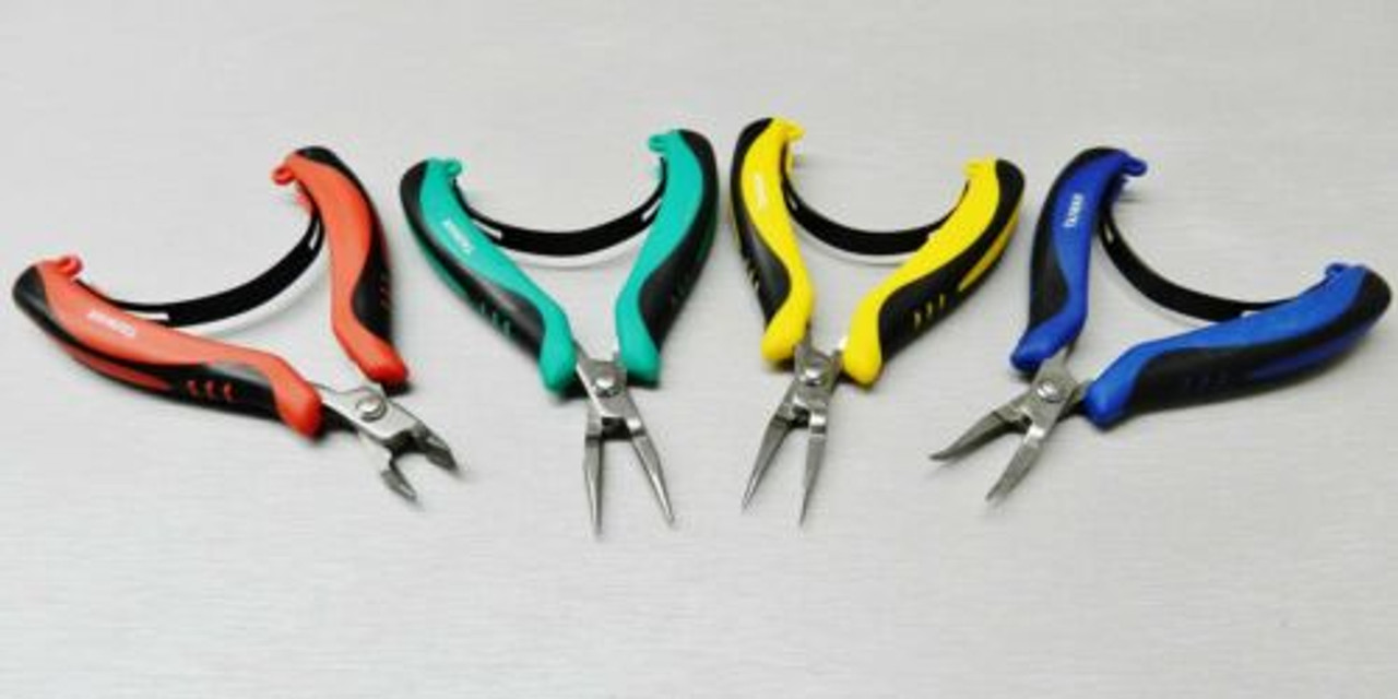 Set of 4 Pliers Mini Ergonomic Palm Held Pliers Chain, Round, Flat Nose & Cutter