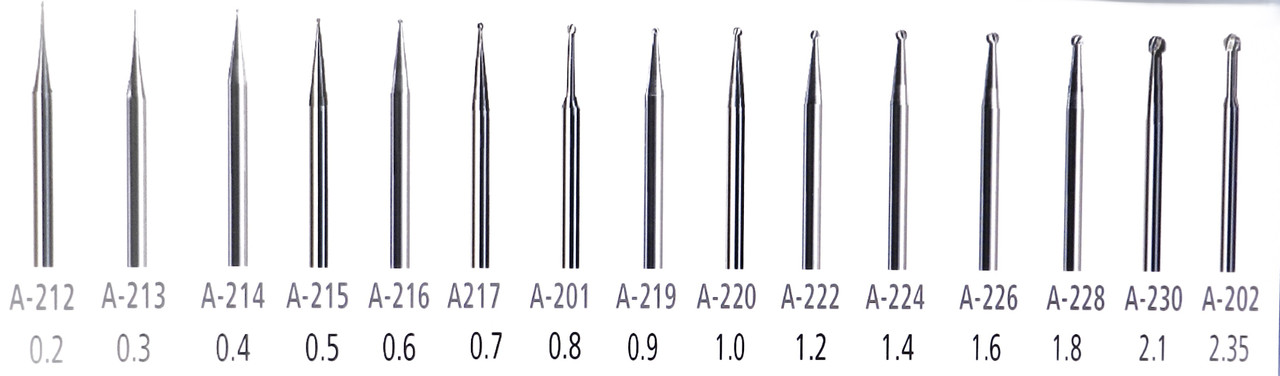 Foredom AK212 Miniature Carbides Ball Shape Burs 15 PCS
