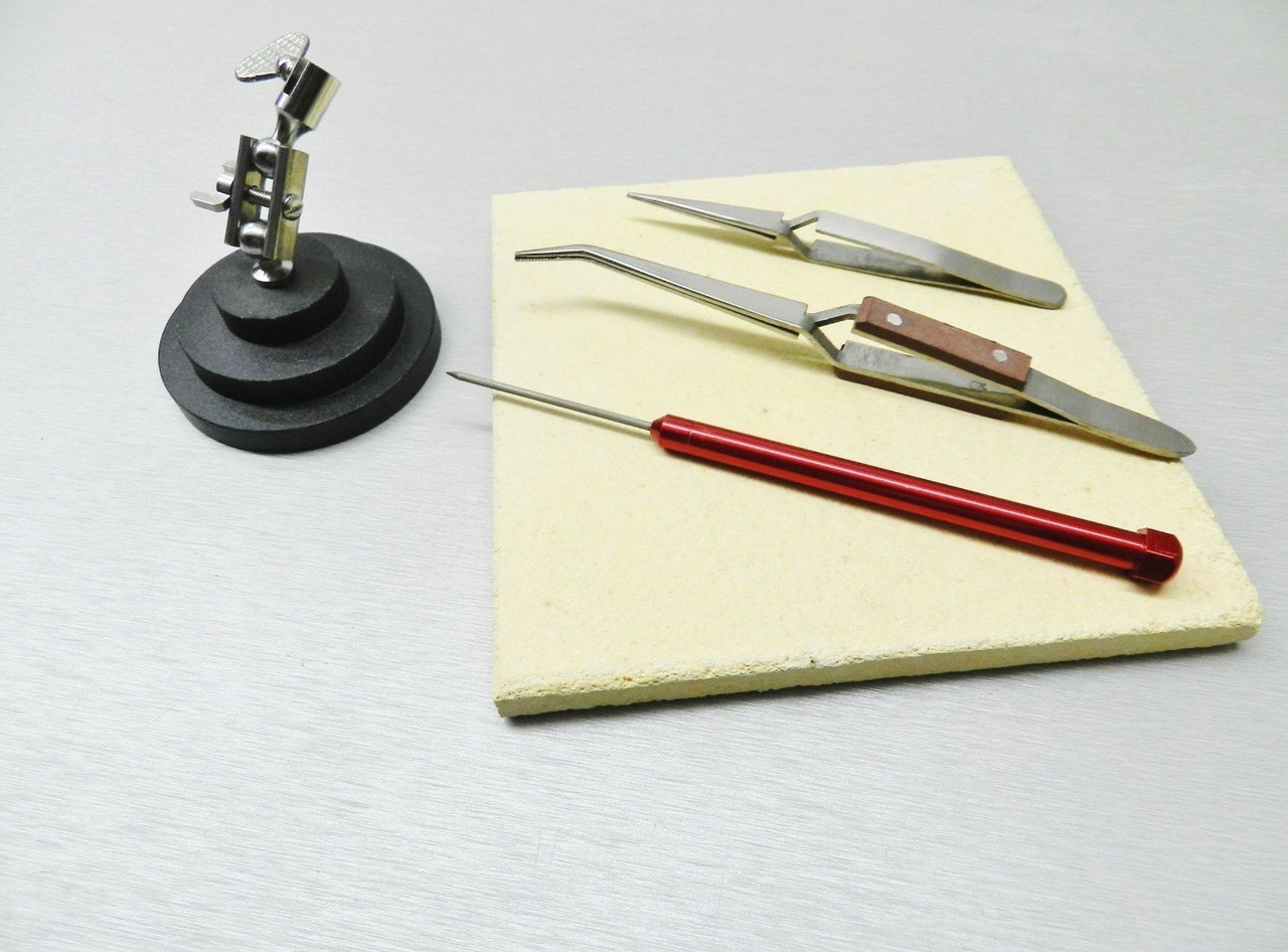 Jewelry Crafts Soldering Tools Kit Ceramic Solder Board Third Hand Pick Tweezers