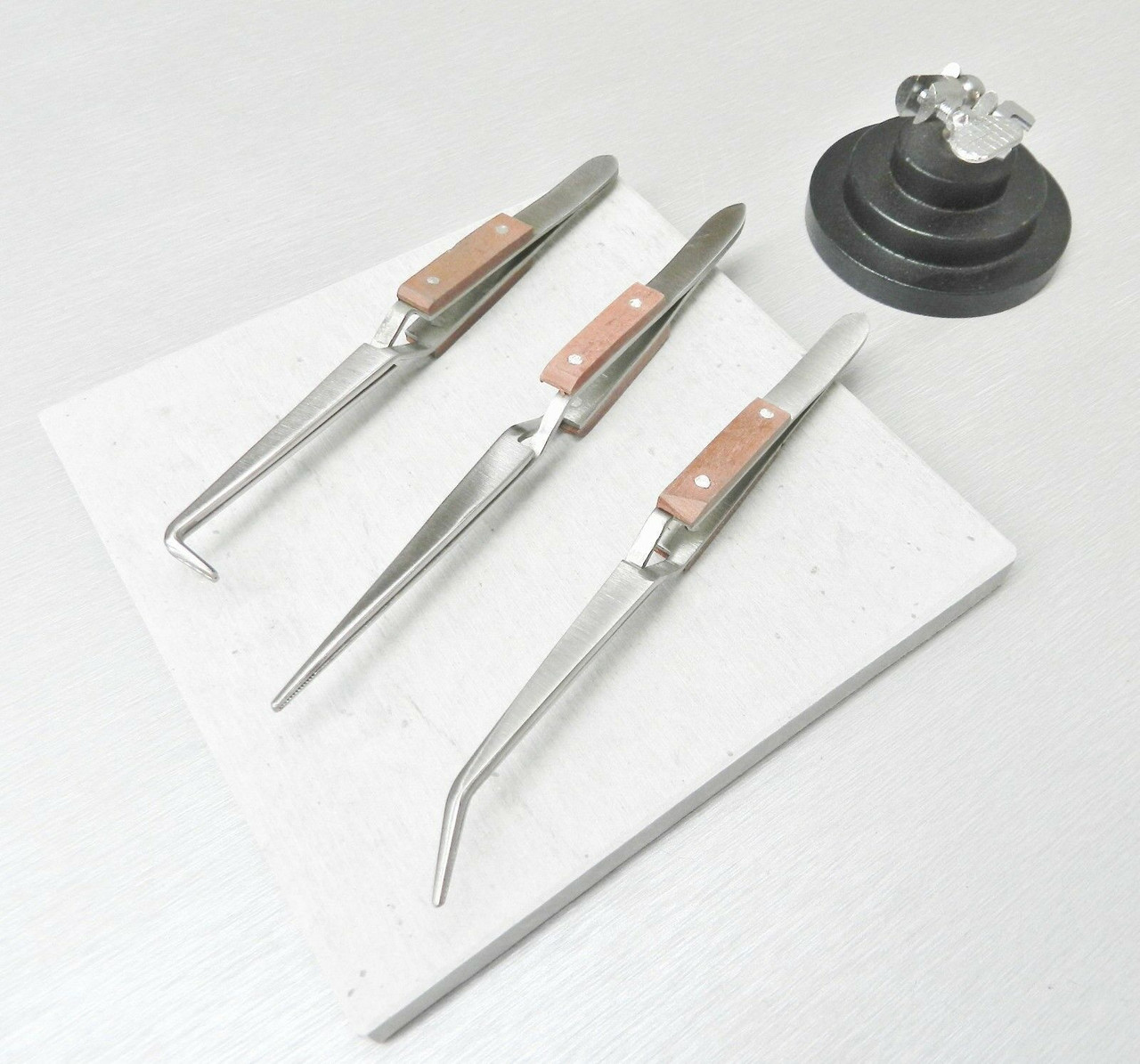 Jewelry Soldering Tools Solder Board Third Hand and Set of 3 Fiber Grip Tweezers