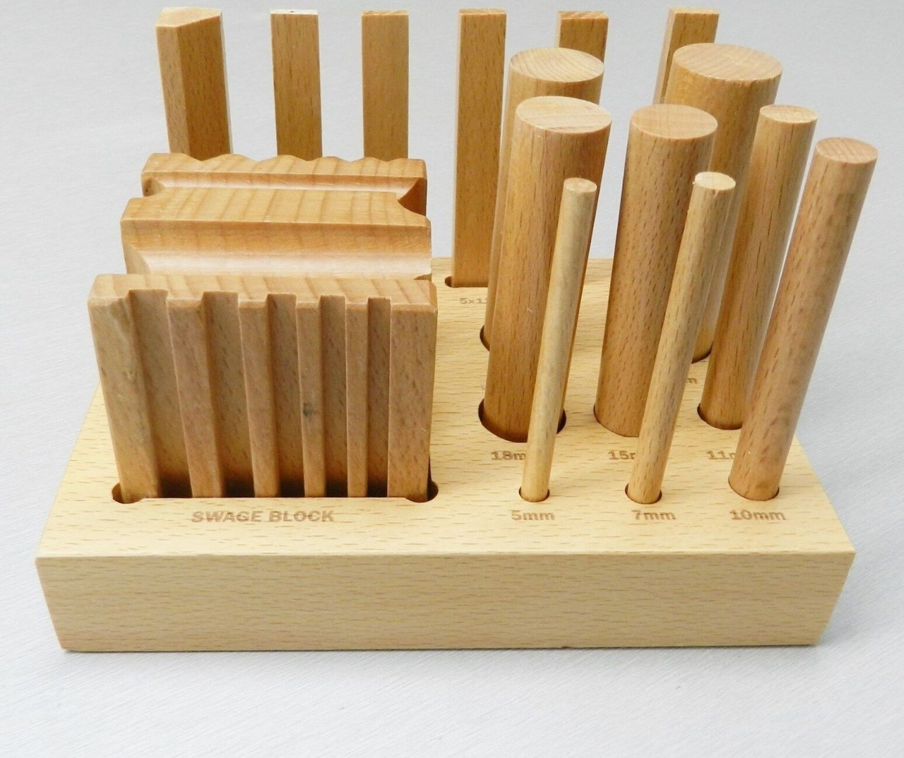 Wooden Block Set Dapping Swage Wood Forming Design Cube & Punches Form & Shape